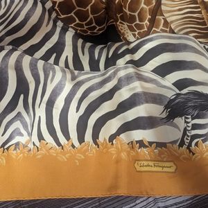 Salvatore Ferragamo 100% silk scarf authentic tiger series